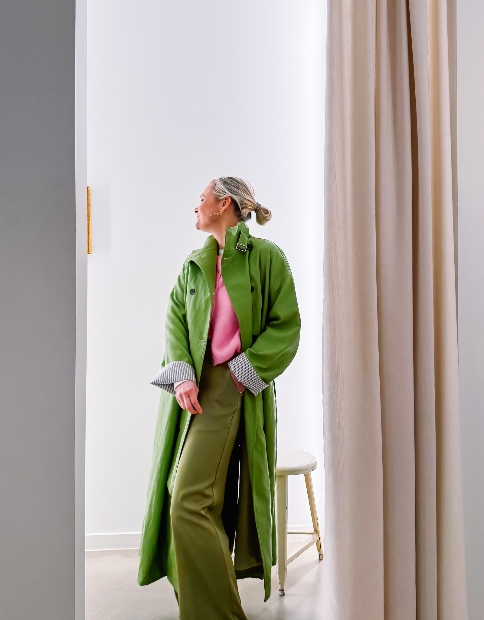 The Golden House Lum Trench 'Leah' - Verde Olive