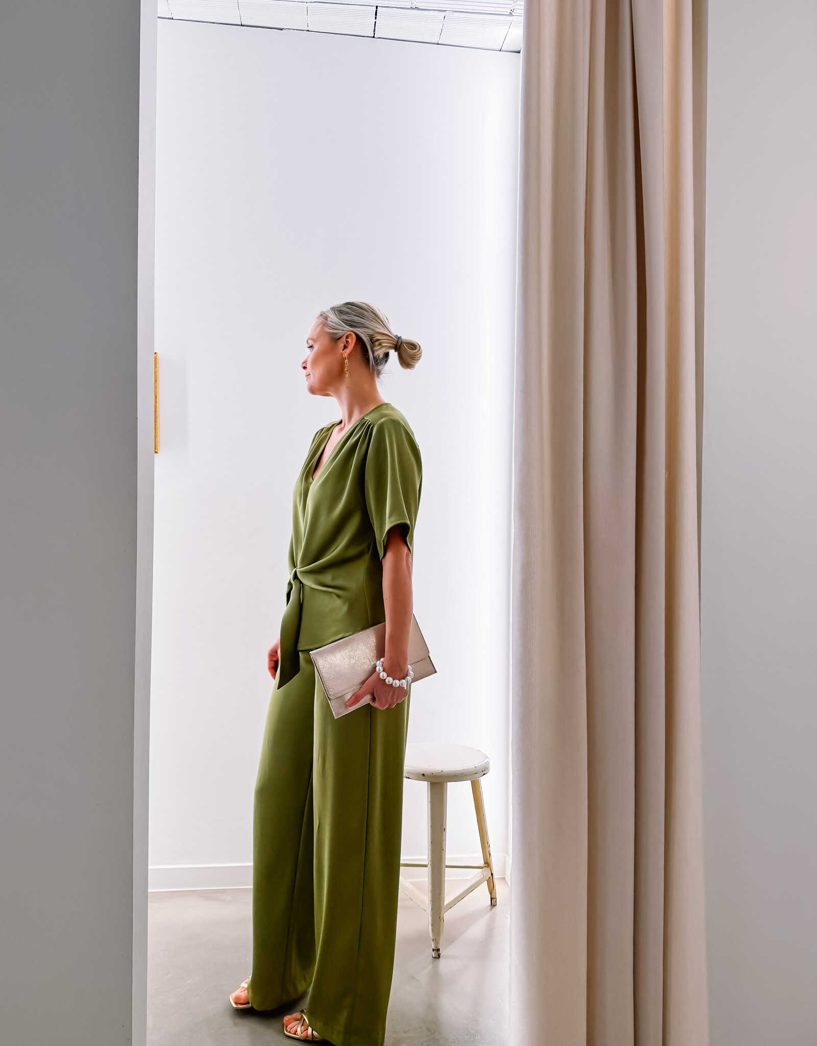 Broek Heavy Sateen 'Emmet' - Sage Green - Neo Noir