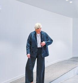 The Tiny Big Sister Blazer 'Striped Twill' - Navy - The Tiny Big Sister