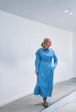 Withblack Jurk Striped 'Mesa' - Blue/Brown Pinstripe - Withblack