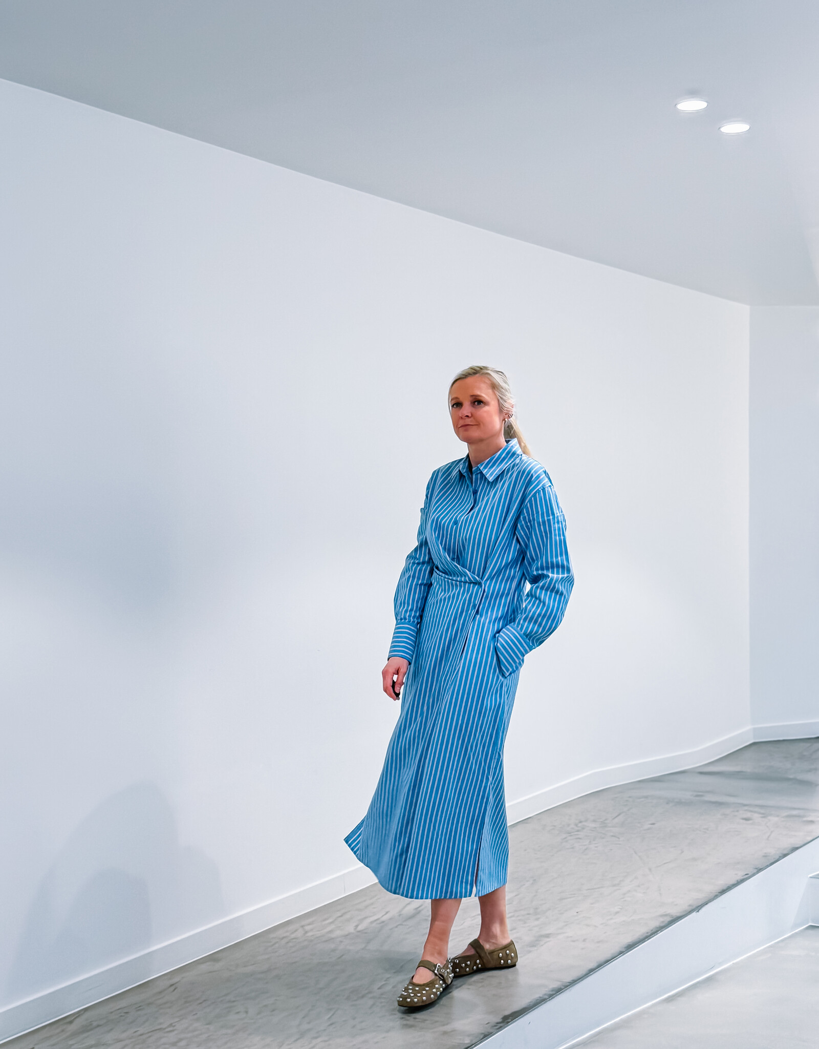 Withblack Jurk Striped 'Mesa' - Blue/Brown Pinstripe - Withblack