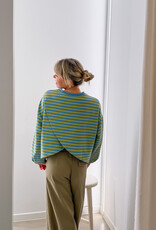 The Golden House Mom T-Shirt Long Sleeve 'Otie' - Lemon/Blue TU