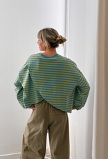 The Golden House Mom T-Shirt Long Sleeve 'Otie' - Lemon/Blue TU