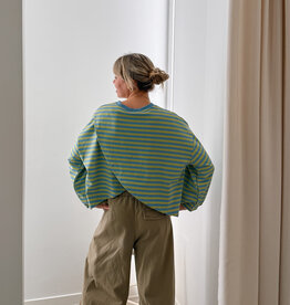 The Golden House Mom T-Shirt Long Sleeve 'Otie' - Lemon/Blue TU