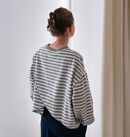 The Golden House Mom T-Shirt Long Sleeve 'Otie' - Grey/White TU