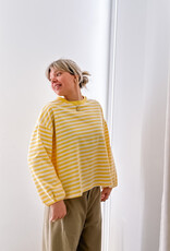 The Golden House Mom T-Shirt Long Sleeve 'Otie' - Yellow/White TU