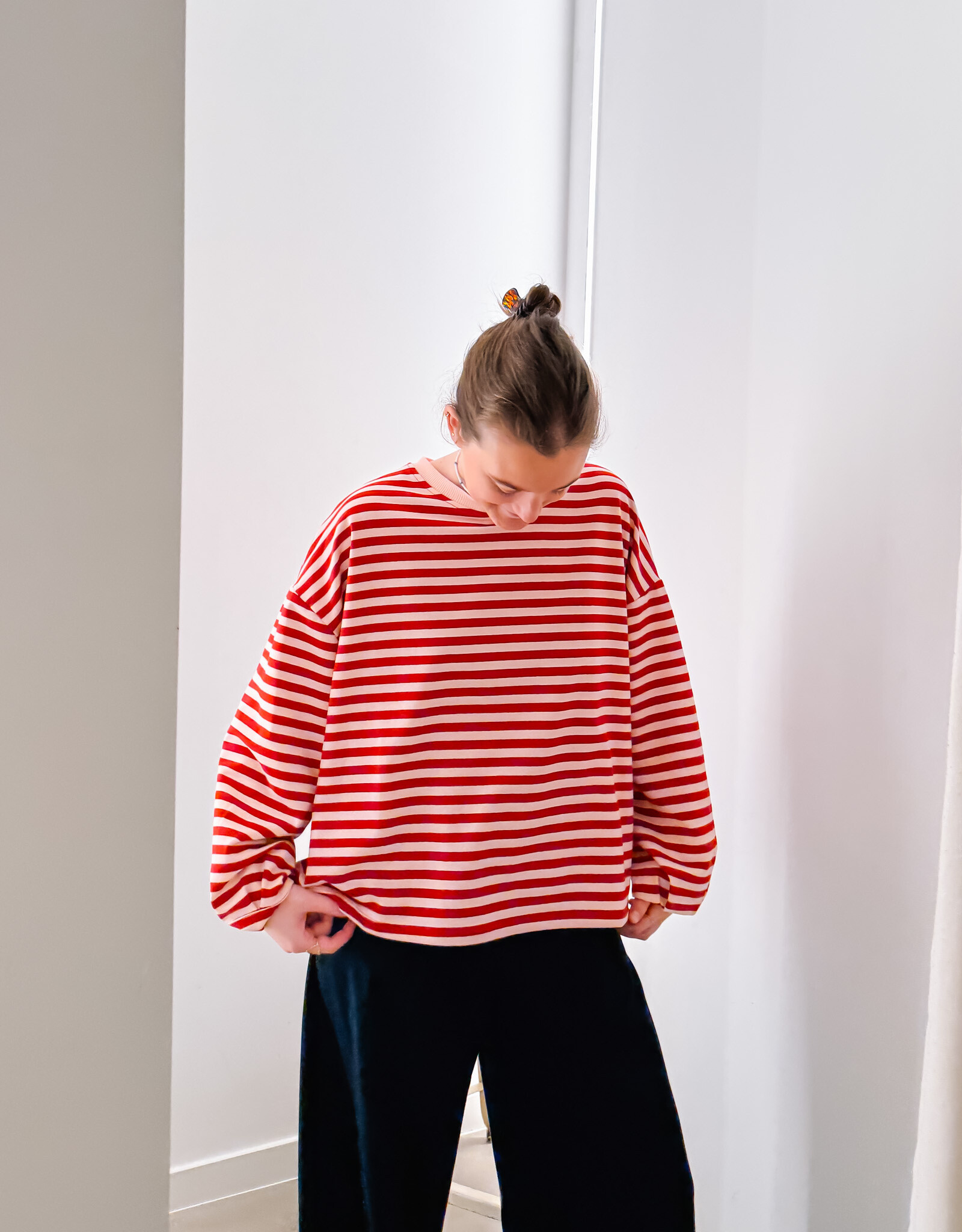 The Golden House Mom T-Shirt Long Sleeve 'Otie' - Red/Pink TU