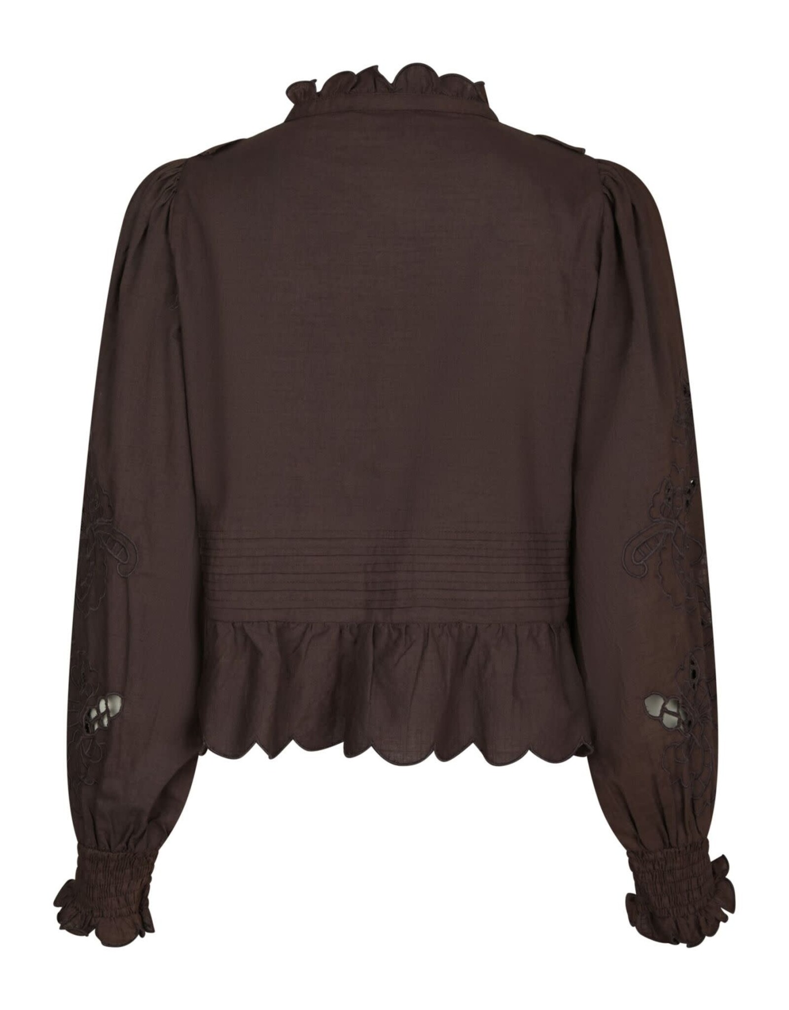 Blouse Embroidery 'Petrine' - Dark Brown - Neo Noir
