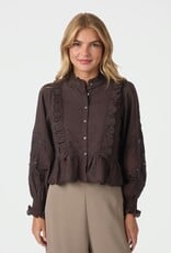 Blouse Embroidery 'Petrine' - Dark Brown - Neo Noir