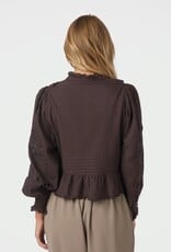 Blouse Embroidery 'Petrine' - Dark Brown - Neo Noir