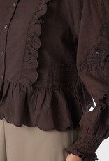 Blouse Embroidery 'Petrine' - Dark Brown - Neo Noir