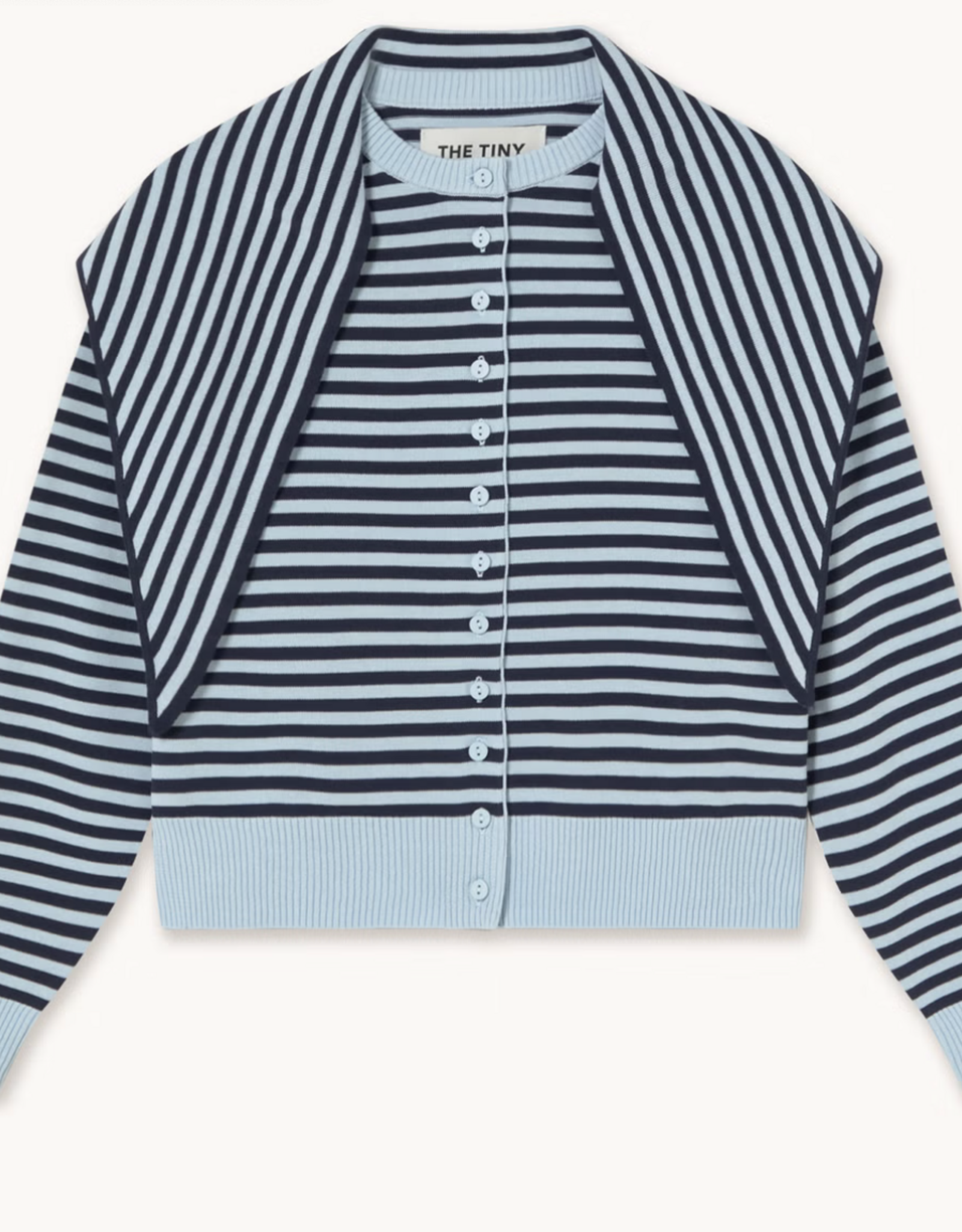 The Tiny Big Sister Cardigan Scarf Neck 'Lara' - Pretty Blue/Navy - The Tiny Big Sister