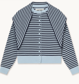 The Tiny Big Sister Cardigan Scarf Neck 'Lara' - Pretty Blue/Navy - The Tiny Big Sister