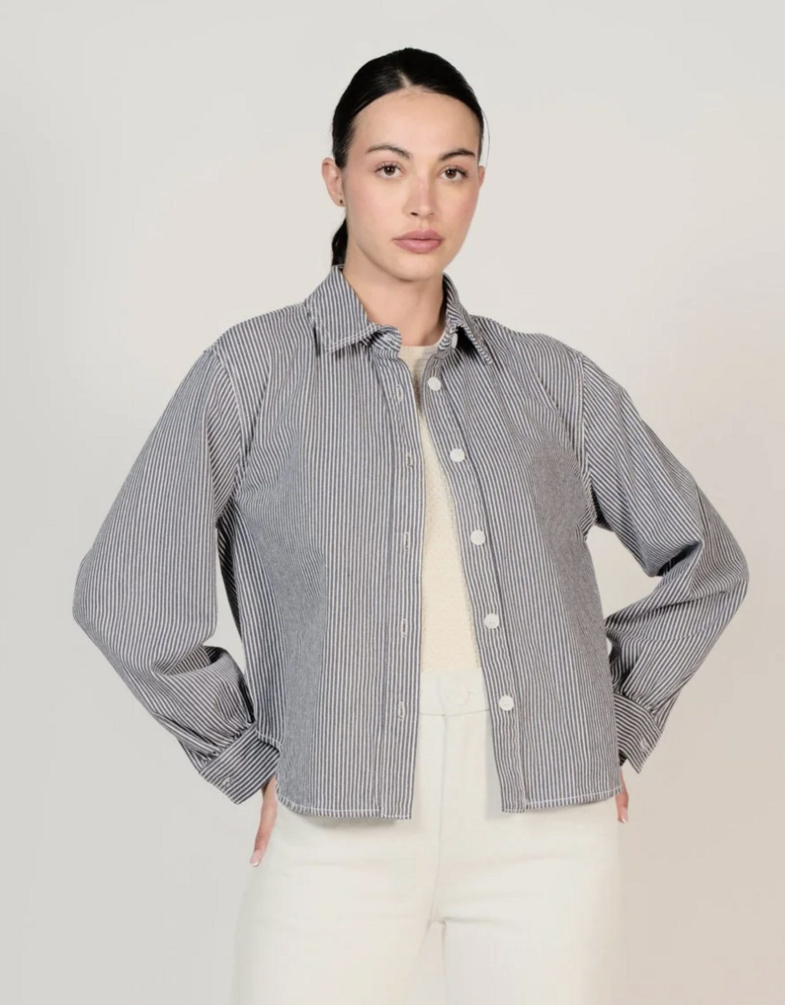 F.A.M. Hemd 'Salome' - Stripe Navy - LS83CO - F.A.M.