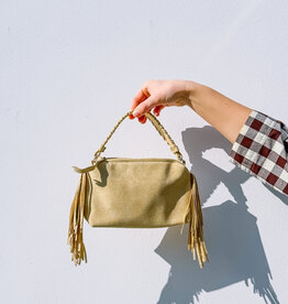 The Golden House - Giul Handtas Suède 'Ella' - Yellow