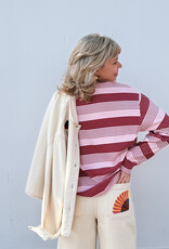 Catwalk Junkie T-Shirt Long Sleeve 'Striped' - Rhubarb - Catwalk Junkie