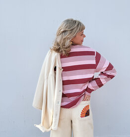 Catwalk Junkie T-Shirt Long Sleeve 'Striped' - Rhubarb - Catwalk Junkie