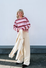 Catwalk Junkie T-Shirt Long Sleeve 'Striped' - Rhubarb - Catwalk Junkie