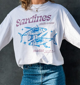 Studio Amaya T-Shirt Long Sleeve 'Sardines' - White  - Studio Amaya