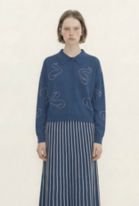 The Tiny Big Sister Cardigan Embroidered 'Swans' - Dark Blue -  The Tiny Big Sister