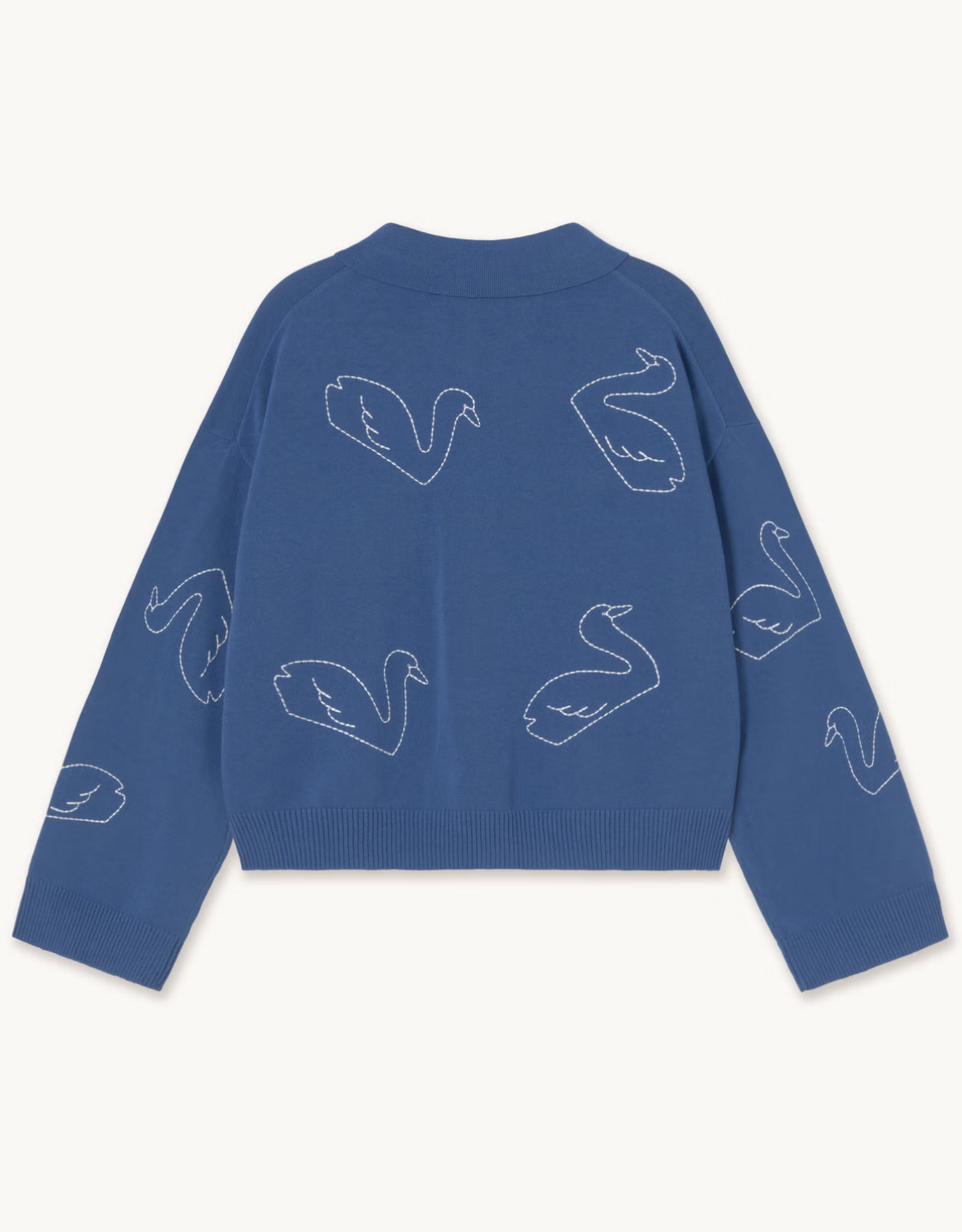 The Tiny Big Sister Cardigan Embroidered 'Swans' - Dark Blue -  The Tiny Big Sister