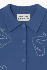 The Tiny Big Sister Cardigan Embroidered 'Swans' - Dark Blue -  The Tiny Big Sister