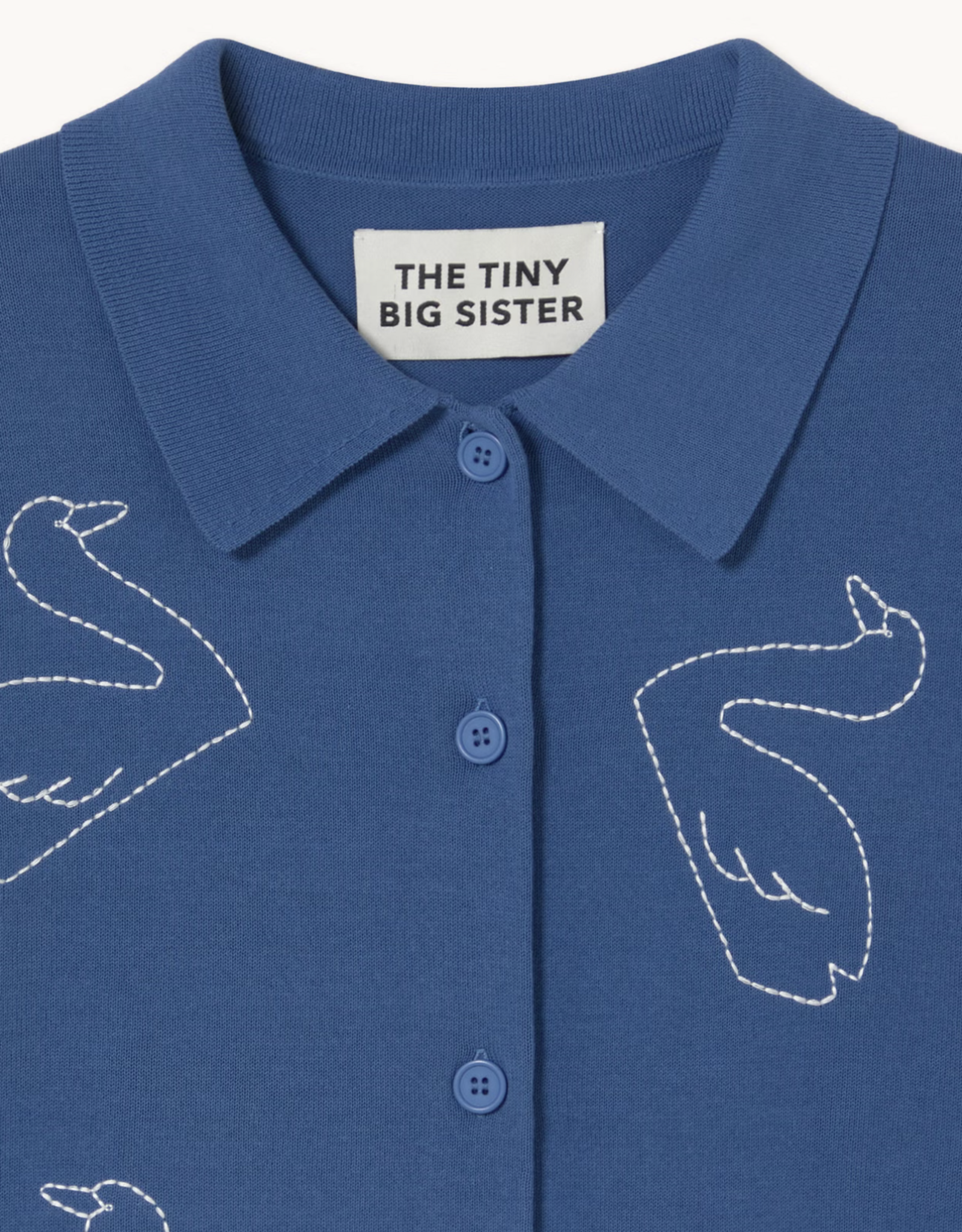 The Tiny Big Sister Cardigan Embroidered 'Swans' - Dark Blue -  The Tiny Big Sister