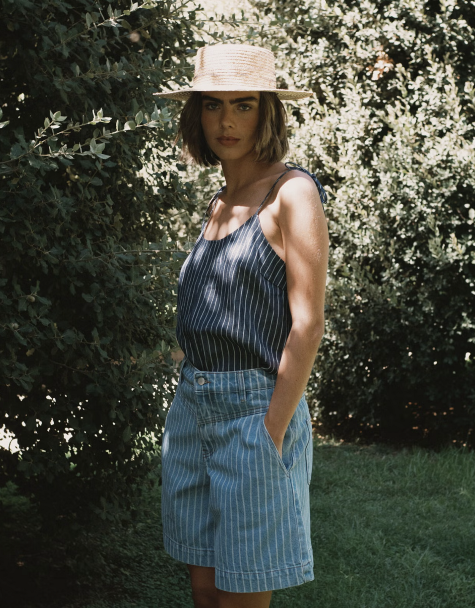 The Tiny Big Sister Top Striped 'Straps' - Light Navy - The Tiny Big Sister