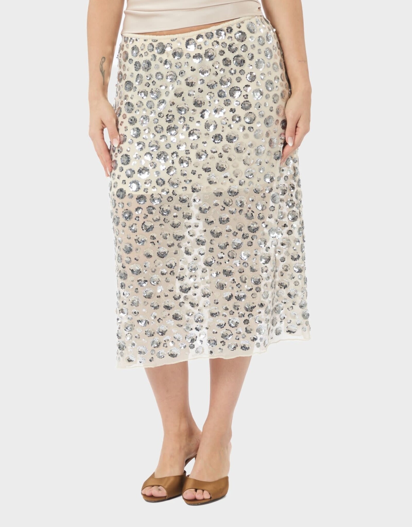 Rok Flower Sequins 'Gilla' - Creme - Neo Noir