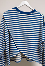 The Golden House Mom T-Shirt Long Sleeve 'Otie' - Electrique Blue/White TU