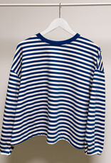 The Golden House Mom T-Shirt Long Sleeve 'Otie' - Electrique Blue/White TU