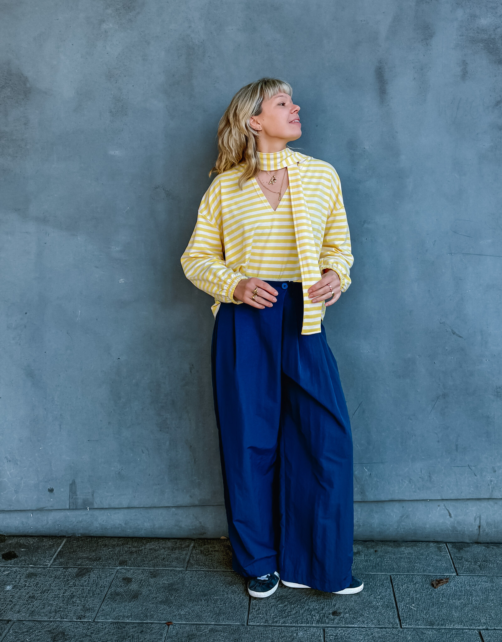 The Golden House Mom T-Shirt Long Sleeve 'Tiny' - Yellow/White TU