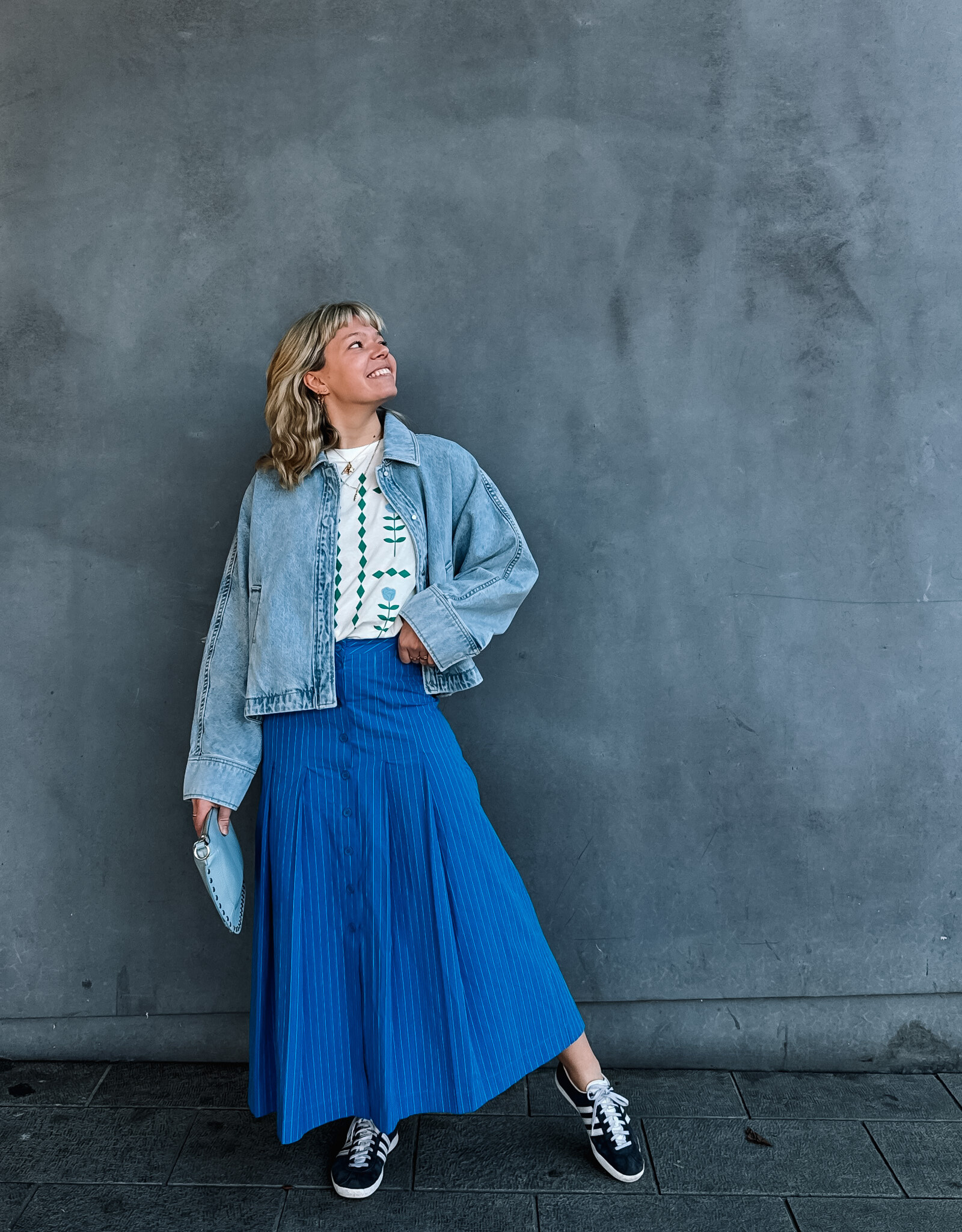 The Tiny Big Sister Rok Striped 'Pleated' - Blue - The Tiny Big Sister