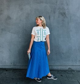 The Tiny Big Sister Rok Striped 'Pleated' - Blue - The Tiny Big Sister
