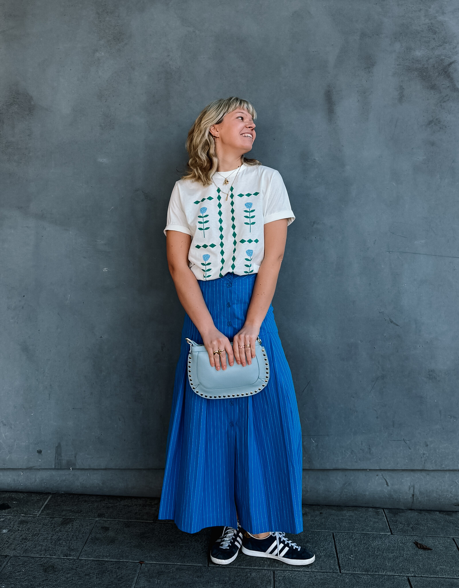 The Tiny Big Sister Rok Striped 'Pleated' - Blue - The Tiny Big Sister