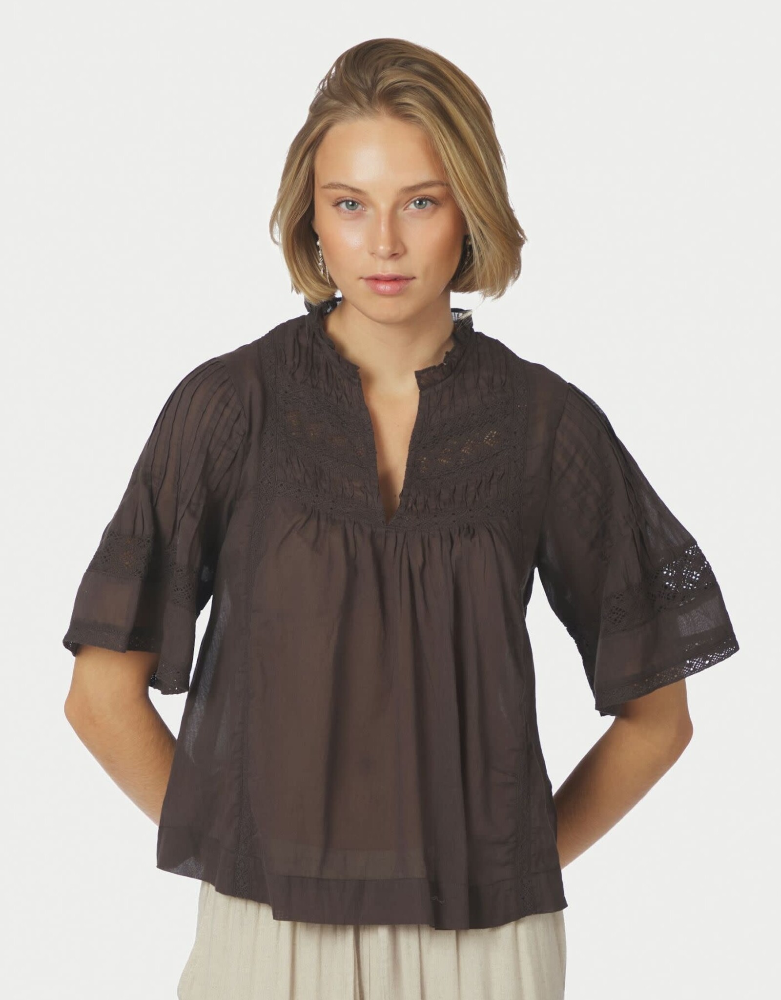 Blouse Voile 'Siama' - Dark Brown - Neo Noir