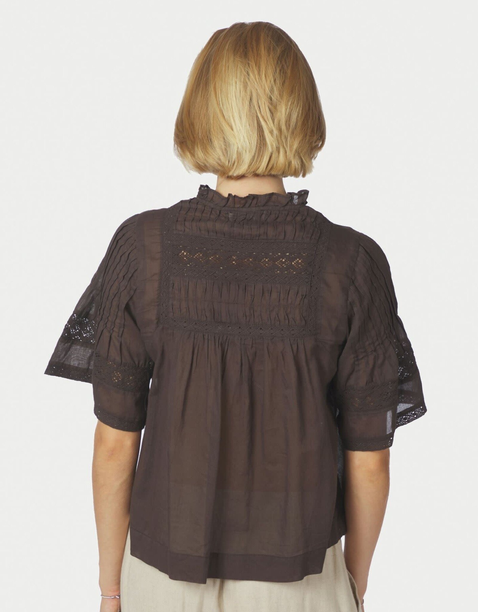 Blouse Voile 'Siama' - Dark Brown - Neo Noir