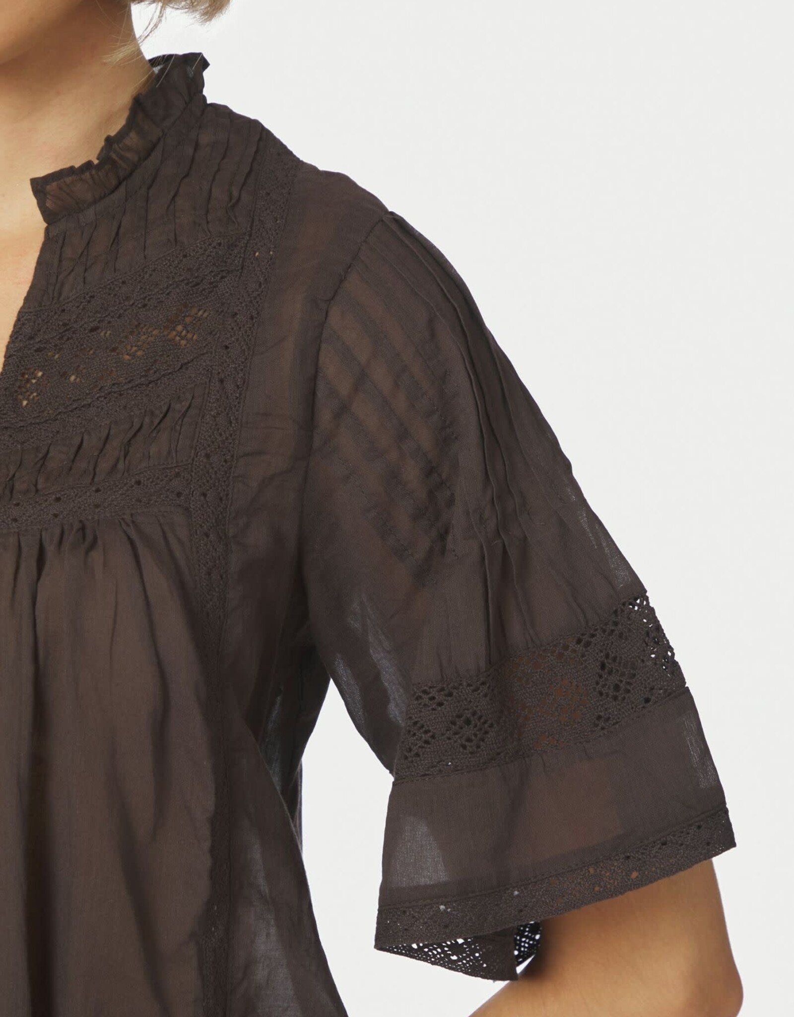 Blouse Voile 'Siama' - Dark Brown - Neo Noir