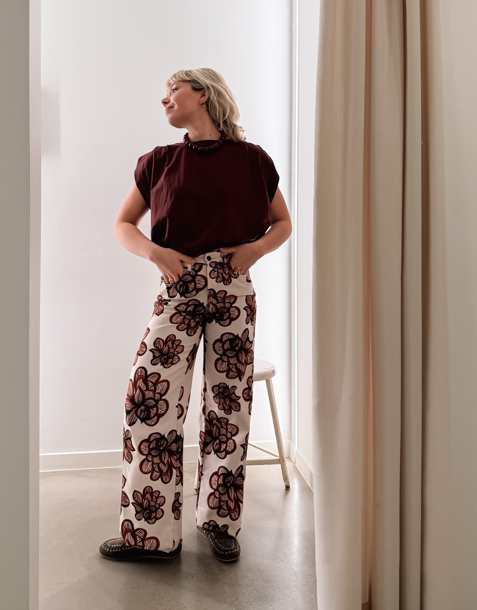 Harper&Yve Jeans 'Mayra' - Dessert Flower Ecru  - Harper&Yve