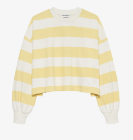 Catwalk Junkie T-Shirt Long Sleeve 'Oversized Striped' - Mellow Yellow - Catwalk Junkie