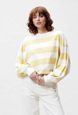 Catwalk Junkie T-Shirt Long Sleeve 'Oversized Striped' - Mellow Yellow - Catwalk Junkie