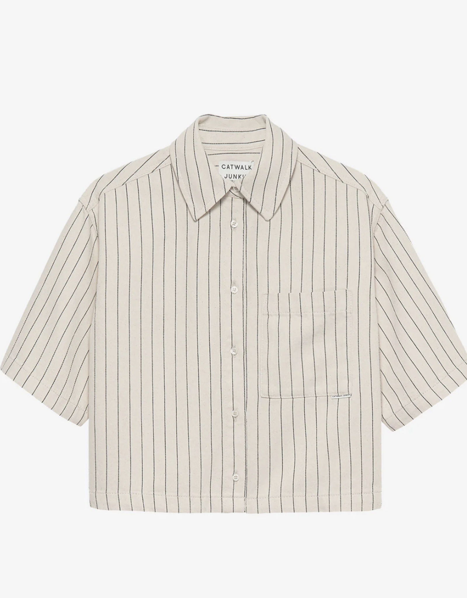 Catwalk Junkie Blouse Denim 'Striped' - Ecru - Catwalk Junkie