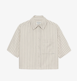 Catwalk Junkie Blouse Denim 'Striped' - Ecru - Catwalk Junkie