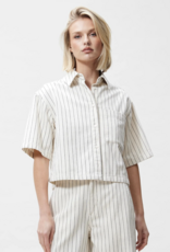 Catwalk Junkie Blouse Denim 'Striped' - Ecru - Catwalk Junkie