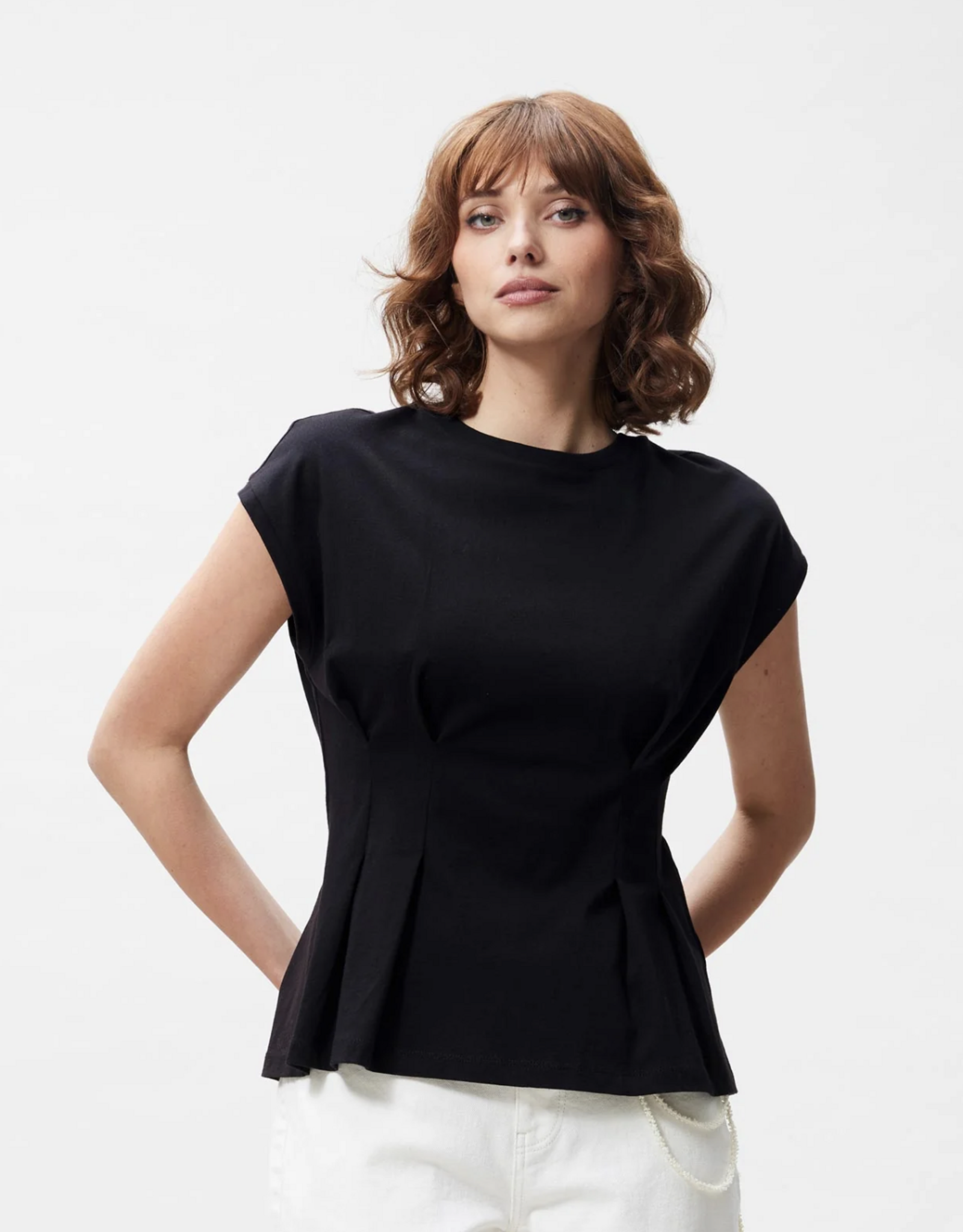 Catwalk Junkie T-Shirt 'With Waist Pleats' - Black - Catwalk Junkie
