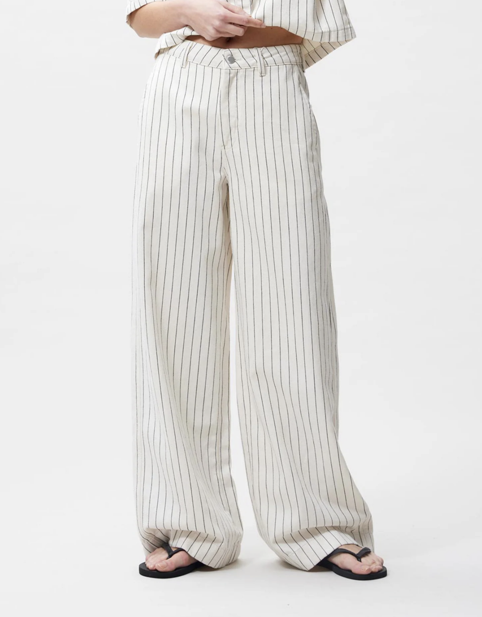 Catwalk Junkie Jeans Wide Leg 'Striped' - Ecru - Catwalk Junkie