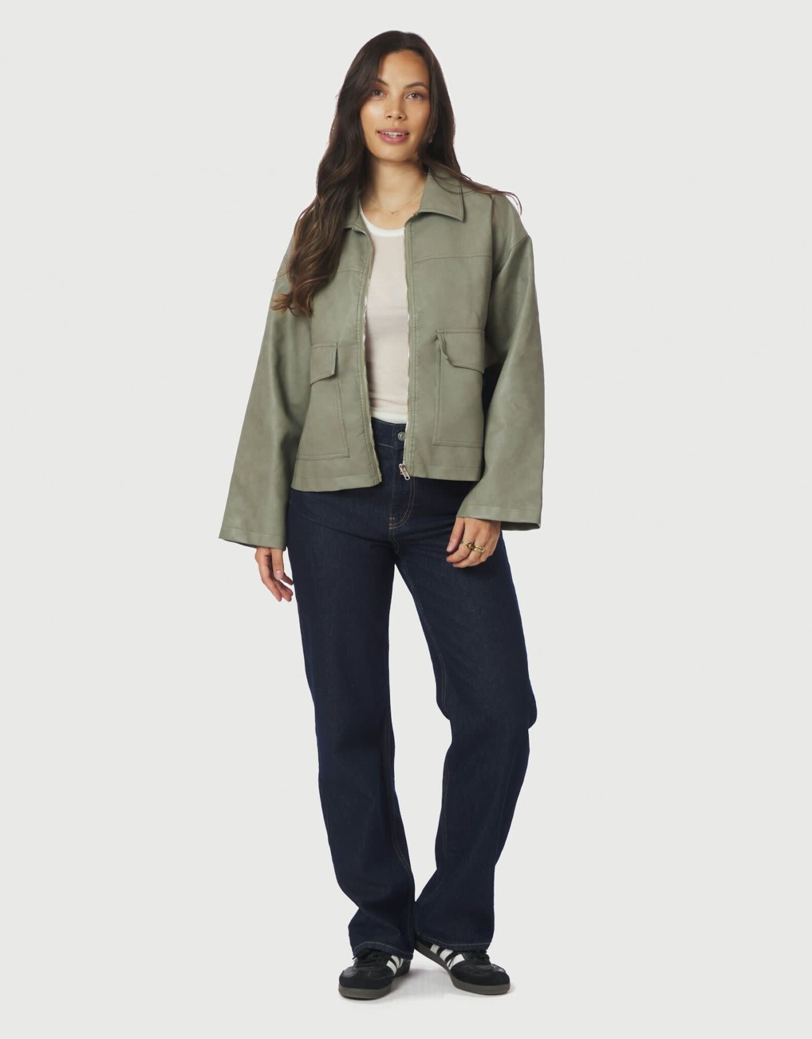 Jacket Faux Leather 'Titan' - Soft Green  - Neo Noir