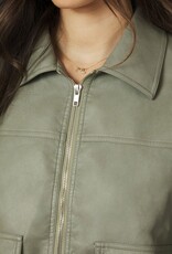 Jacket Faux Leather 'Titan' - Soft Green  - Neo Noir