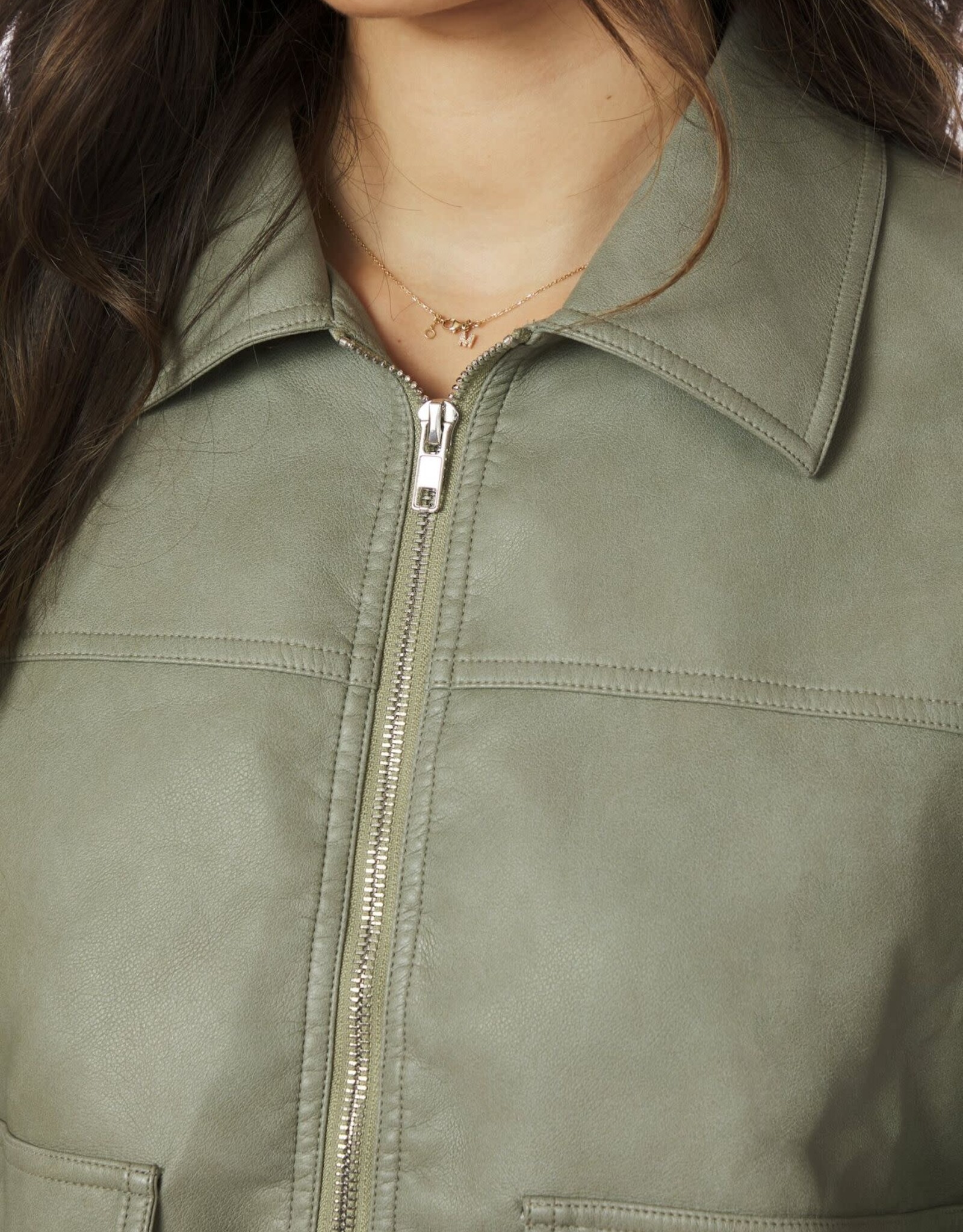 Jacket Faux Leather 'Titan' - Soft Green  - Neo Noir