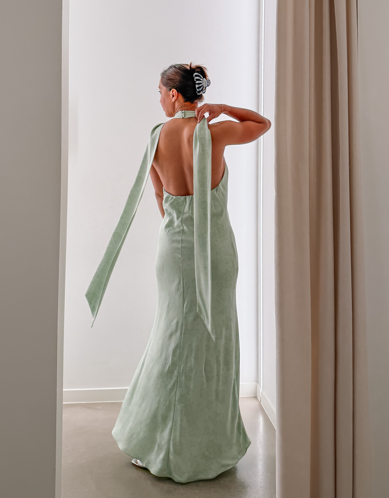 Jurk  'Fiona' - Light  Green - Neo Noir